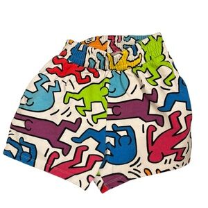 Keith Haring Pop Art Graphic Shorts XS Colorful Streetwear